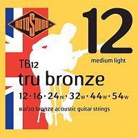 ROTOSOUND TB12 STRINGS PHOSPHOR BRONZE струны для акустической гитары, покрытие бронза, 12-54