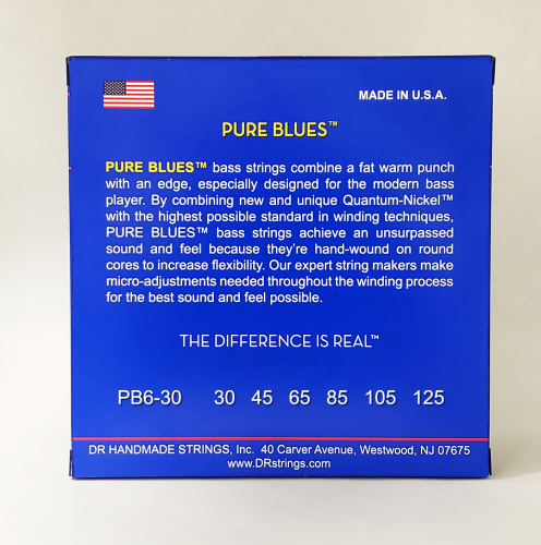 DR PB6-30 PURE BLUES Quantum Nickel струны для 6-струнной бас-гитары никель 30 125 фото 2