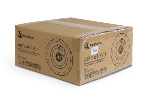 AuraSonics AIRY-8T-WH потолочная акустическая система 8" низкопрофильная 117мм, ВЧ 1" шёлк, 50Вт-8Ом, 100В-2,5/5/10/20Вт, 98-20KHz, монтажное отверсти фото 3