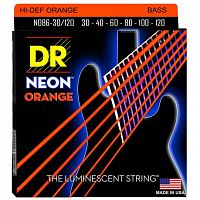 DR NOB6-30/120 HI-DEF NEON струны для 6-струнной бас гитары с люминесцентным покрытием оранжев